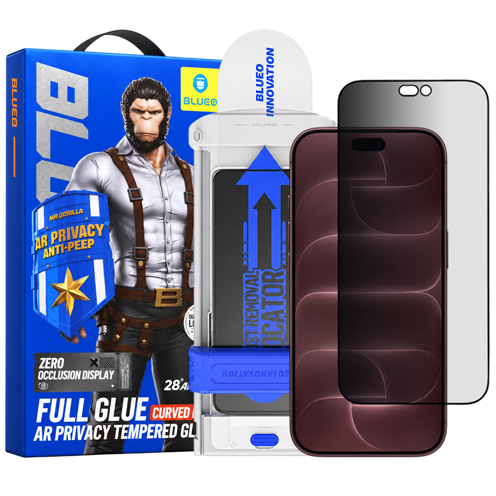 Film de protection d’écran Privacy Blueo Anti Peep AR Applicator Pro pour Apple iPhone 18 Pro Max, verre trempé, adhésif intégral, 3D