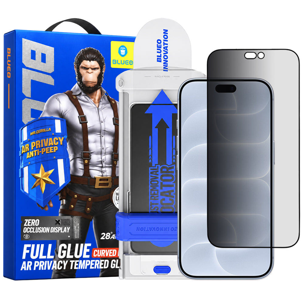 Film de protection d’écran Privacy Blueo Anti Peep AR Applicator Pro pour Apple iPhone 18 Pro, verre trempé, adhésif intégral, 3D