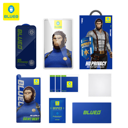 Film de protection d'écran Privacy Blueo Anti-Peep pour Apple iPhone 15 Pro Max, Verre Trempé, Collage Complet