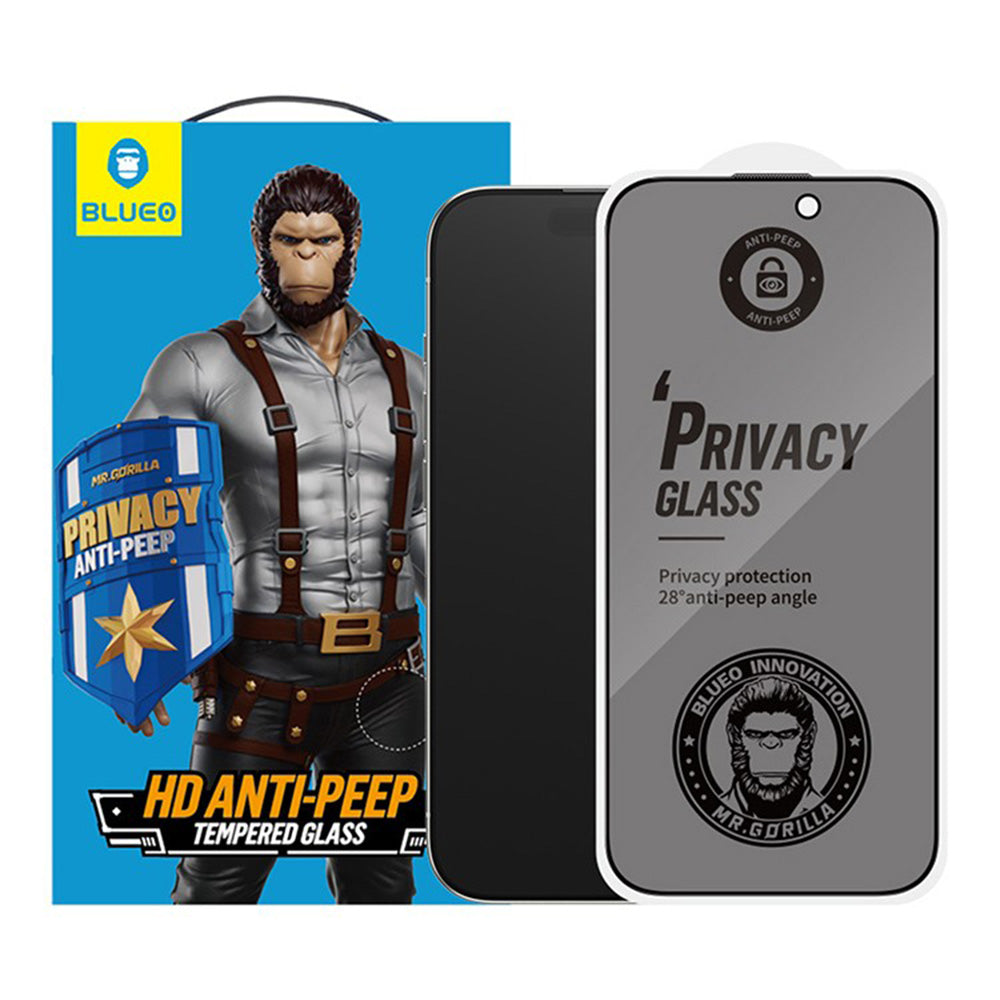 Film de protection Écran Privacy Blueo Anti-Peep pour Apple iPhone 17 Pro Max / 16 Pro Max, Verre Trempé, Full Glue, Set de 5 pièces