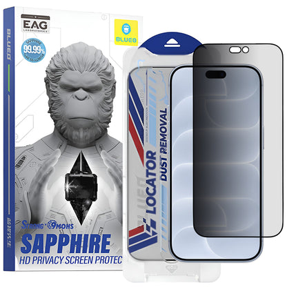 Protection d’écran Privacy Blueo Premium Sapphire Applicator pour Apple iPhone 18 Pro, verre trempé, adhésif intégral