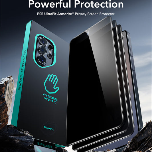 Film de protection Écran Privacy ESR Armorite pour Samsung Galaxy S26 Ultra, Verre Trempé, Full Glue