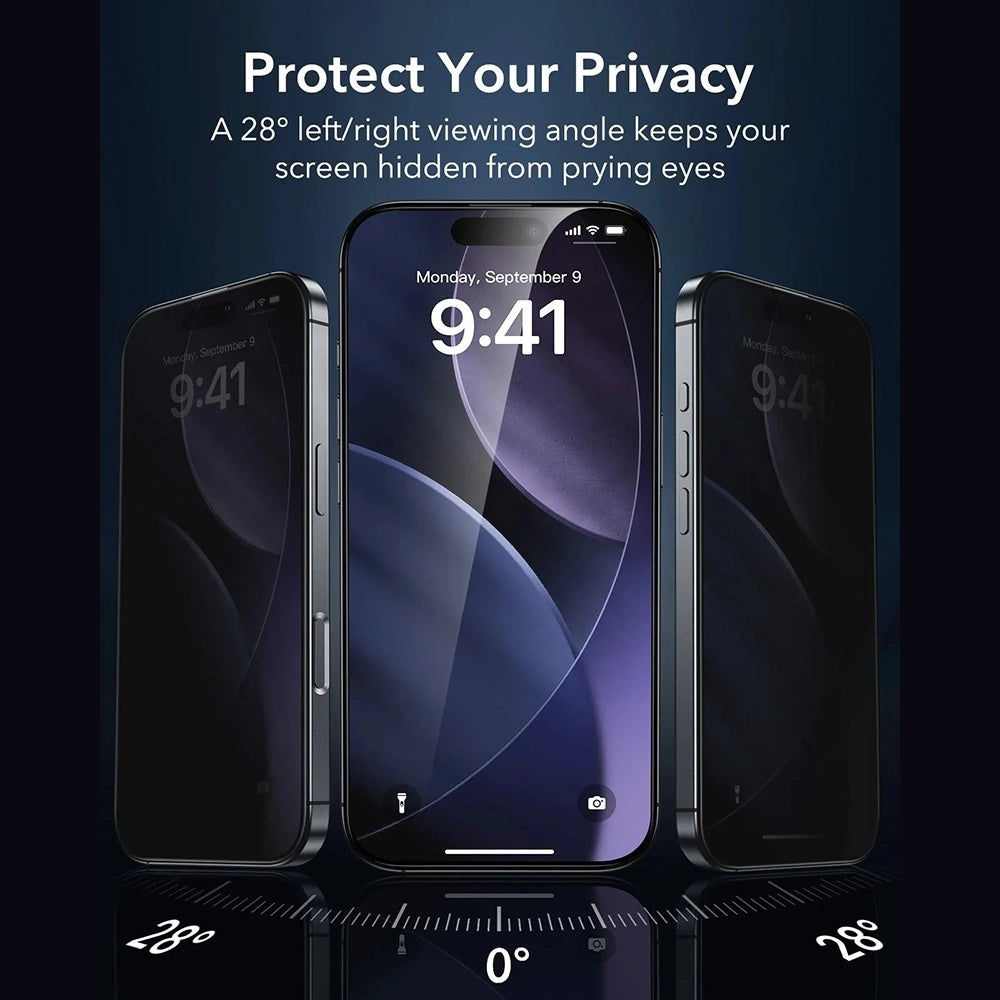 Film de protection écran Privacy ESR Armorite UltraFit pour Apple iPhone 17, Verre Trempé, Full Glue, Lot de 3 pièces