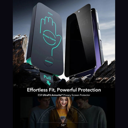 Film de protection écran Privacy ESR Armorite UltraFit pour Apple iPhone 17, Verre Trempé, Full Glue, Lot de 3 pièces