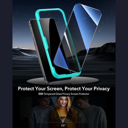 Film de protection Écran Privacy ESR pour Apple iPhone 17 Pro Max, Verre Trempé, Full Glue, Lot de 3 pièces