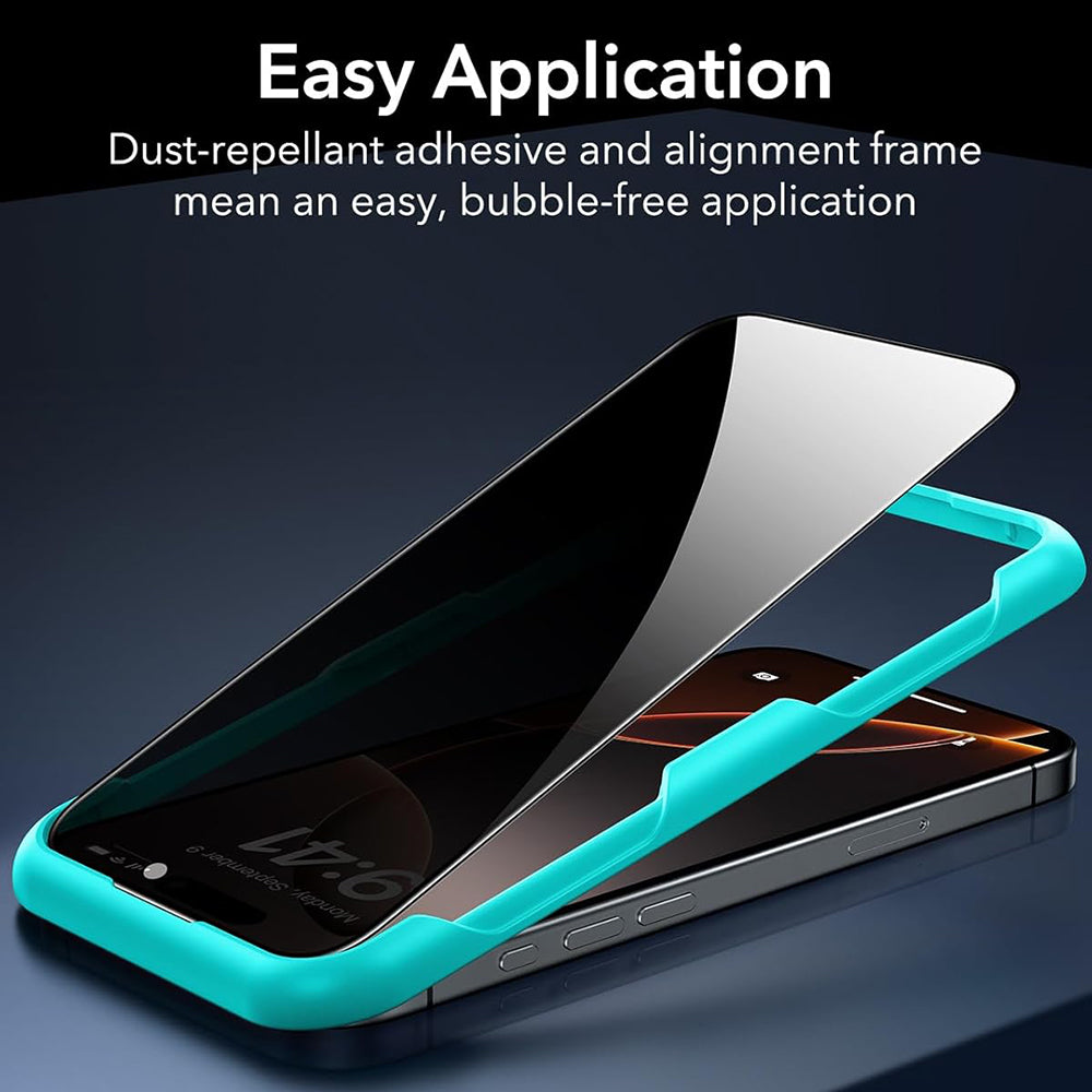 Film de protection Écran Privacy ESR pour Apple iPhone 17 Pro Max, Verre Trempé, Full Glue, Lot de 3 pièces