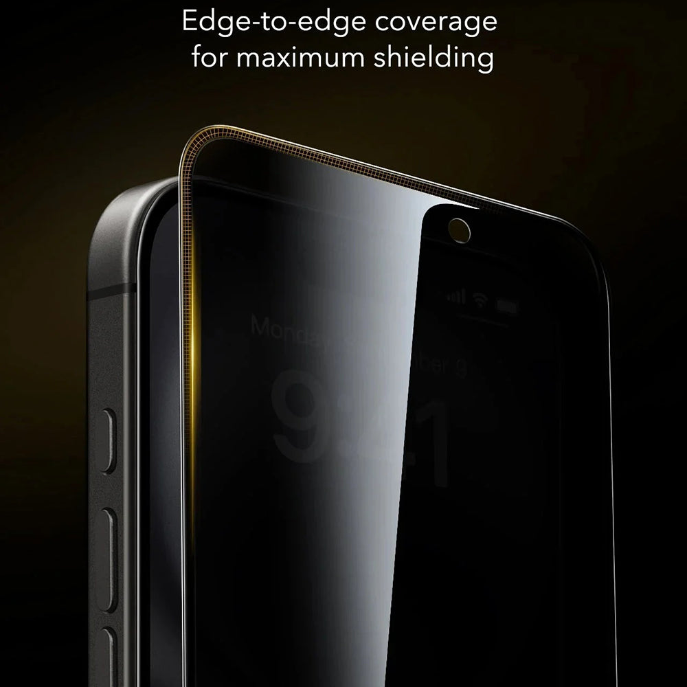 Film de protection Écran Privacy ESR UltraFit Armorite Pro pour Apple iPhone 17 / 16 Pro, Verre Trempé, Full Glue, Lot de 3 pièces