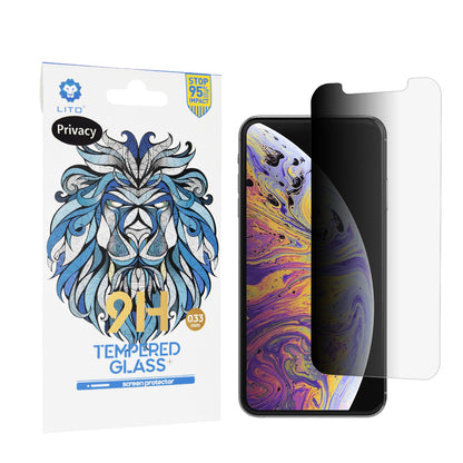 Film de protection écran Privacy Lito Classic pour Apple iPhone 11 Pro Max / XS Max, Verre trempé, Full Glue, 2.5D