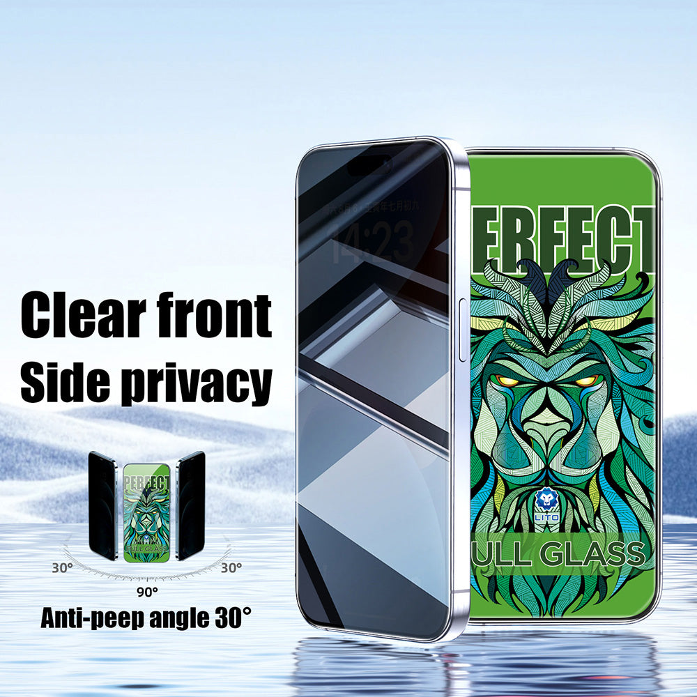 Film de protection écran Privacy Lito D+ Max Strong pour Apple iPhone 17 / 16 Pro, Verre Trempé, Full Glue