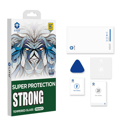 Film de protection écran Privacy Lito D+ Max Strong pour Apple iPhone 17 / 16 Pro, Verre Trempé, Full Glue