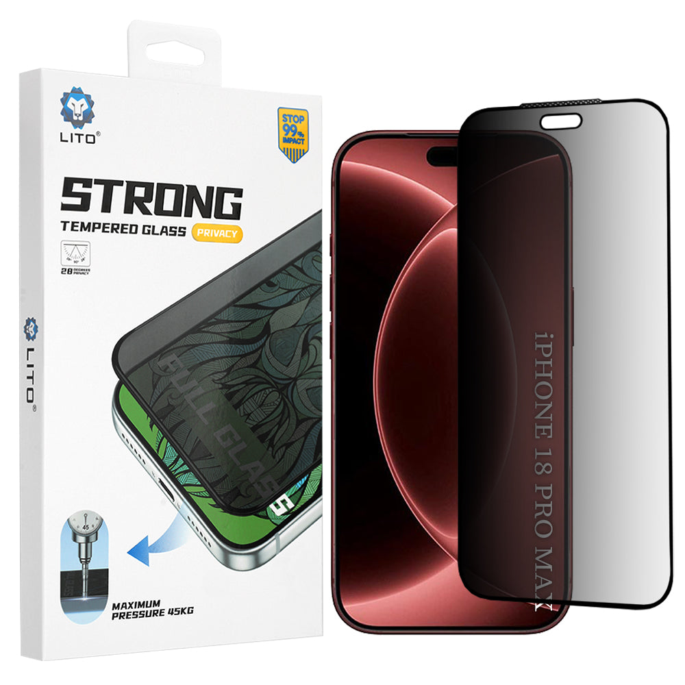 Film de protection d'écran Privacy Lito D+ Max Strong pour Apple iPhone 18 Pro Max, Verre trempé, Collage intégral