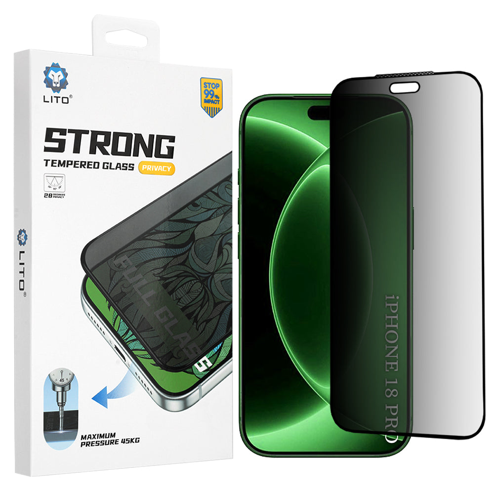 Film de protection d'écran Privacy Lito D+ Max Strong pour Apple iPhone 18 Pro, Verre trempé, Collage intégral
