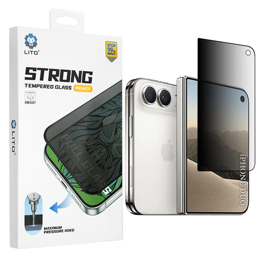 Film de protection écran extérieur Privacy Lito D+ Max Strong pour Apple iPhone Duo, verre trempé, collage complet