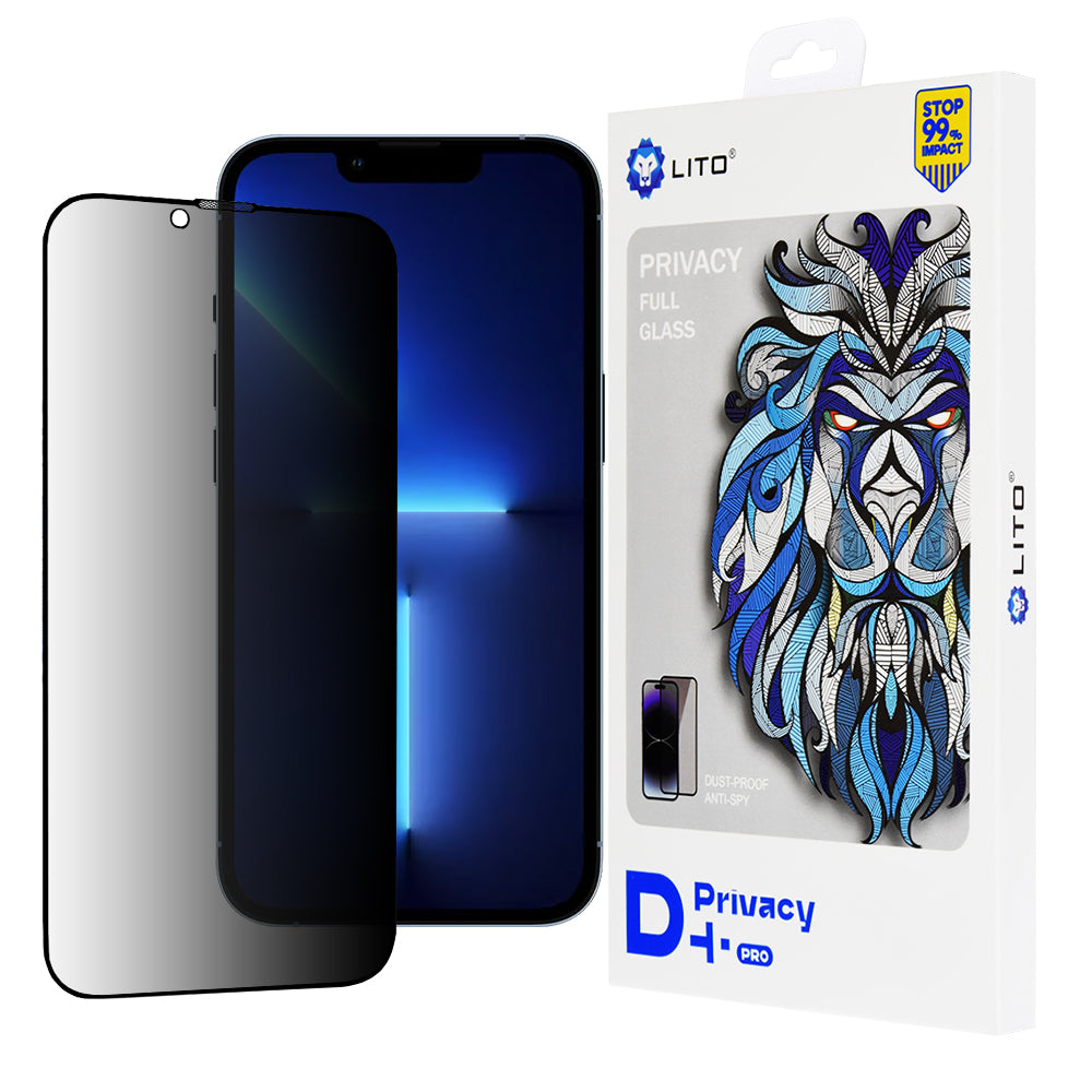 Film de protection d'écran Privacy Lito D+ Pro pour Apple iPhone 14 Plus / 13 Pro Max, Verre trempé, Collage complet