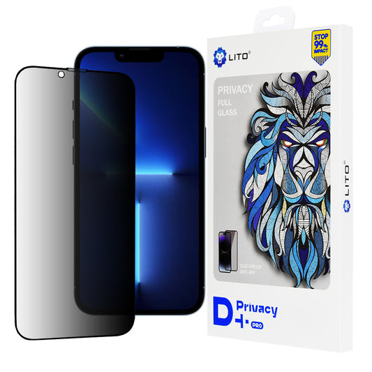 Film de protection d'écran Privacy Lito D+ Pro pour Apple iPhone 14 Plus / 13 Pro Max, Verre trempé, Collage complet