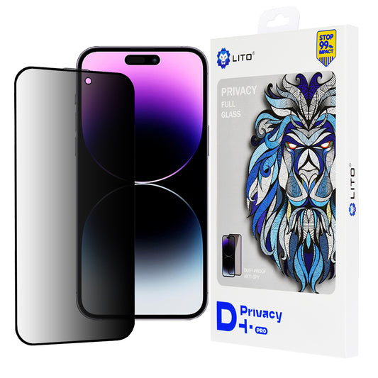 Film de protection écran Privacy Lito D+ Pro pour Apple iPhone 14 Pro Max, Verre trempé, Collage intégral