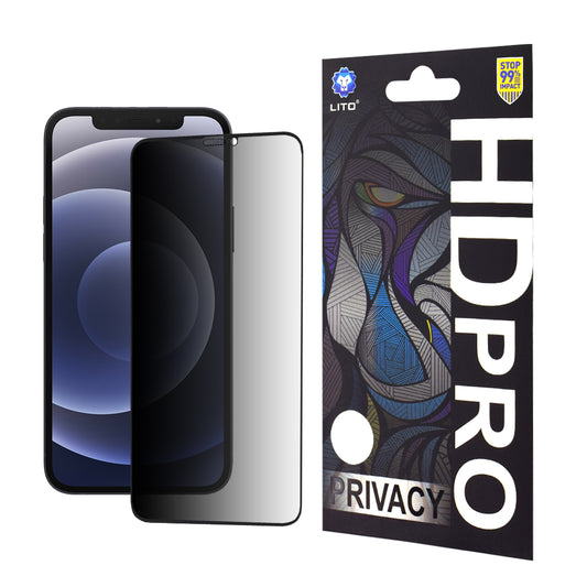 Film de protection d'écran Privacy Lito HD Pro pour Apple iPhone 12 / 12 Pro, Verre trempé, Collage intégral