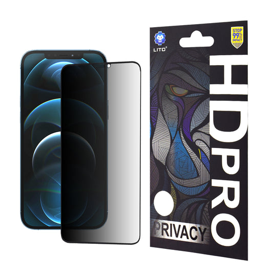 Film de protection écran Privacy Lito HD Pro pour Apple iPhone 12 Pro Max, Verre trempé, Collage intégral