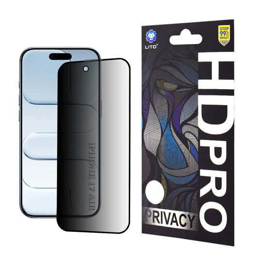 Film de protection Écran Privacy Lito HD Pro pour Apple iPhone 17 Air, Verre Trempé, Full Glue