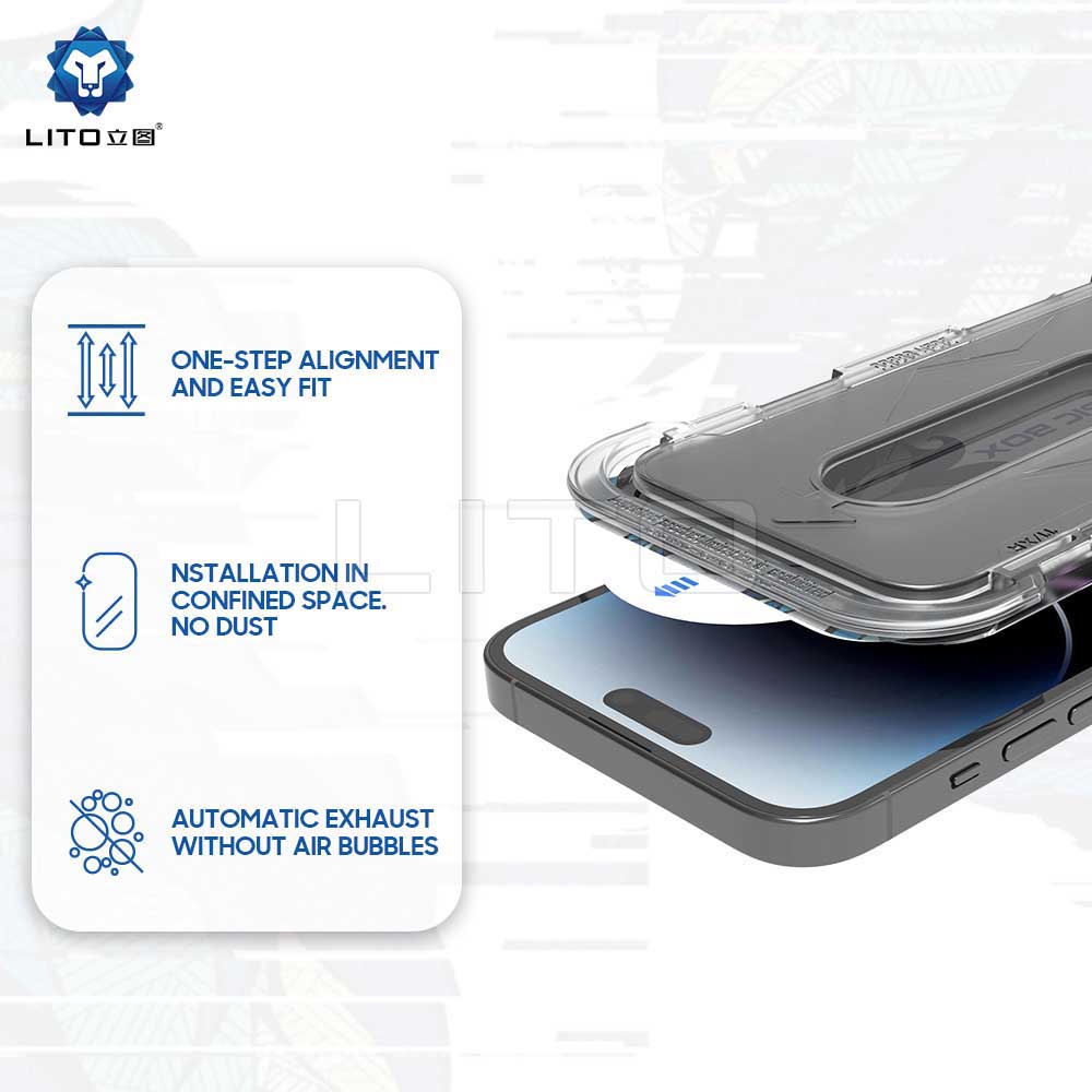 Privacy Screen Protector Film Lito Magic Glass Box D+ Tools for Apple iPhone 12 / 12 Pro, Tempered Glass, Full Glue