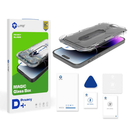 Privacy Screen Protector Lito Magic Glass Box D+ Tools for Apple iPhone 12 Pro Max, Tempered Glass, Full Glue