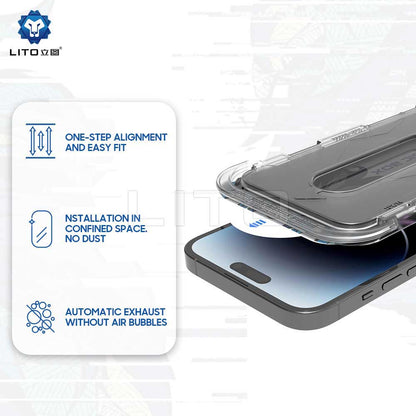 Film de protection d'écran Privacy Lito Magic Glass Box D+ Tools pour Apple iPhone 15, Verre Trempé, Collage Complet