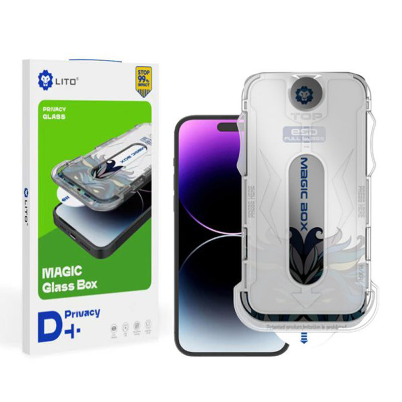 Film de protection écran Privacy Lito Magic Glass Box D+ Tools pour Apple iPhone 16 Pro, Verre trempé, Collage intégral