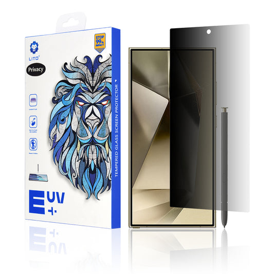Film de protection écran Privacy Lito pour Samsung Galaxy S24 Ultra S928, Verre trempé, Colle UV, 3D