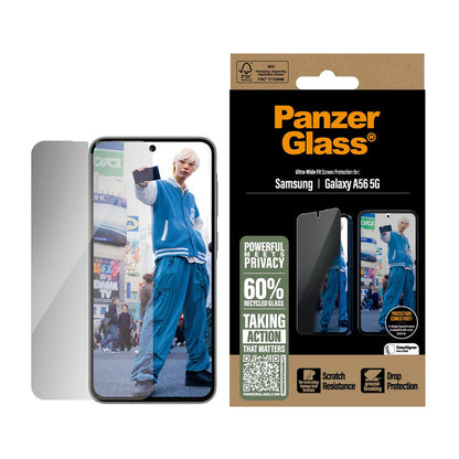 Film de protection écran Privacy PanzerGlass Ultra-Wide Fit pour Samsung Galaxy A56 A566, Verre Trempé, Full Glue