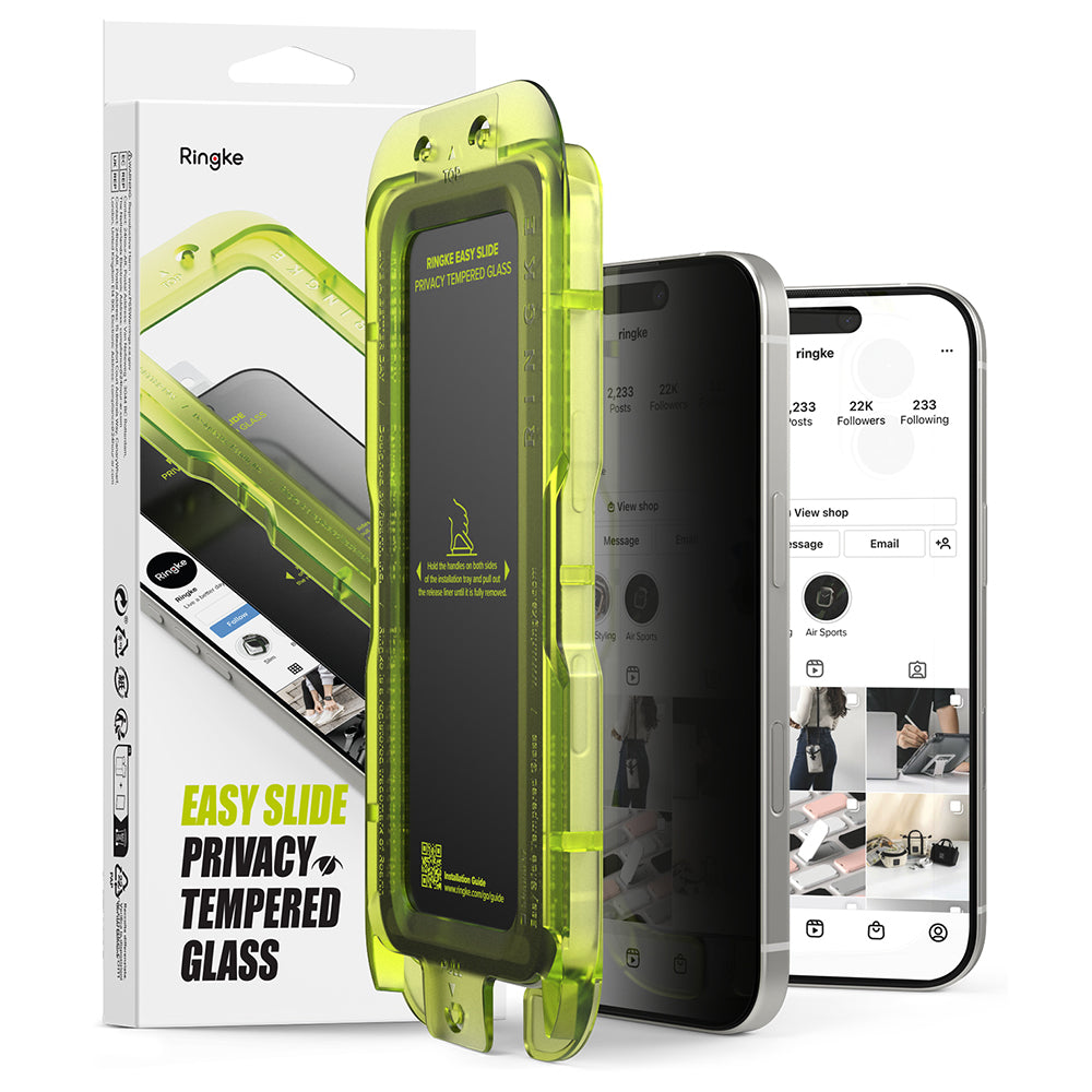 Film de protection d'écran Privacy Ringke Easy Slide pour Apple iPhone 17 Air, Verre trempé, Collage intégral, Lot de 2 pièces