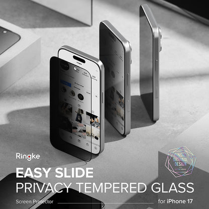 Film de protection d'écran Privacy Ringke Easy Slide pour Apple iPhone 17 Air, Verre trempé, Collage intégral, Lot de 2 pièces