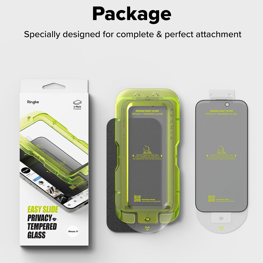 Film de protection d'écran Privacy Ringke Easy Slide pour Apple iPhone 17 Air, Verre trempé, Collage intégral, Lot de 2 pièces