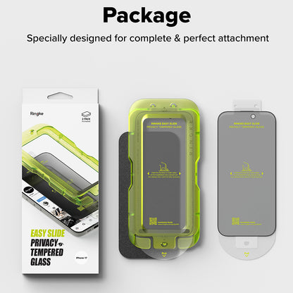 Film de protection d'écran Privacy Ringke Easy Slide pour Apple iPhone 17 Air, Verre trempé, Collage intégral, Lot de 2 pièces