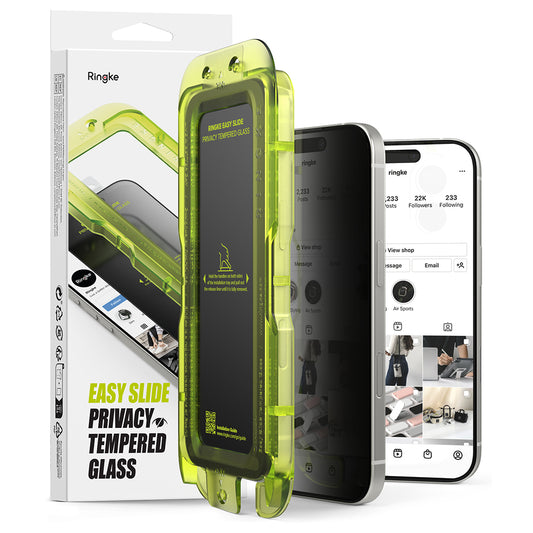Film de protection d'écran Privacy Ringke Easy Slide pour Apple iPhone 17 Pro Max, Verre trempé, Collage complet, Lot de 2 pièces