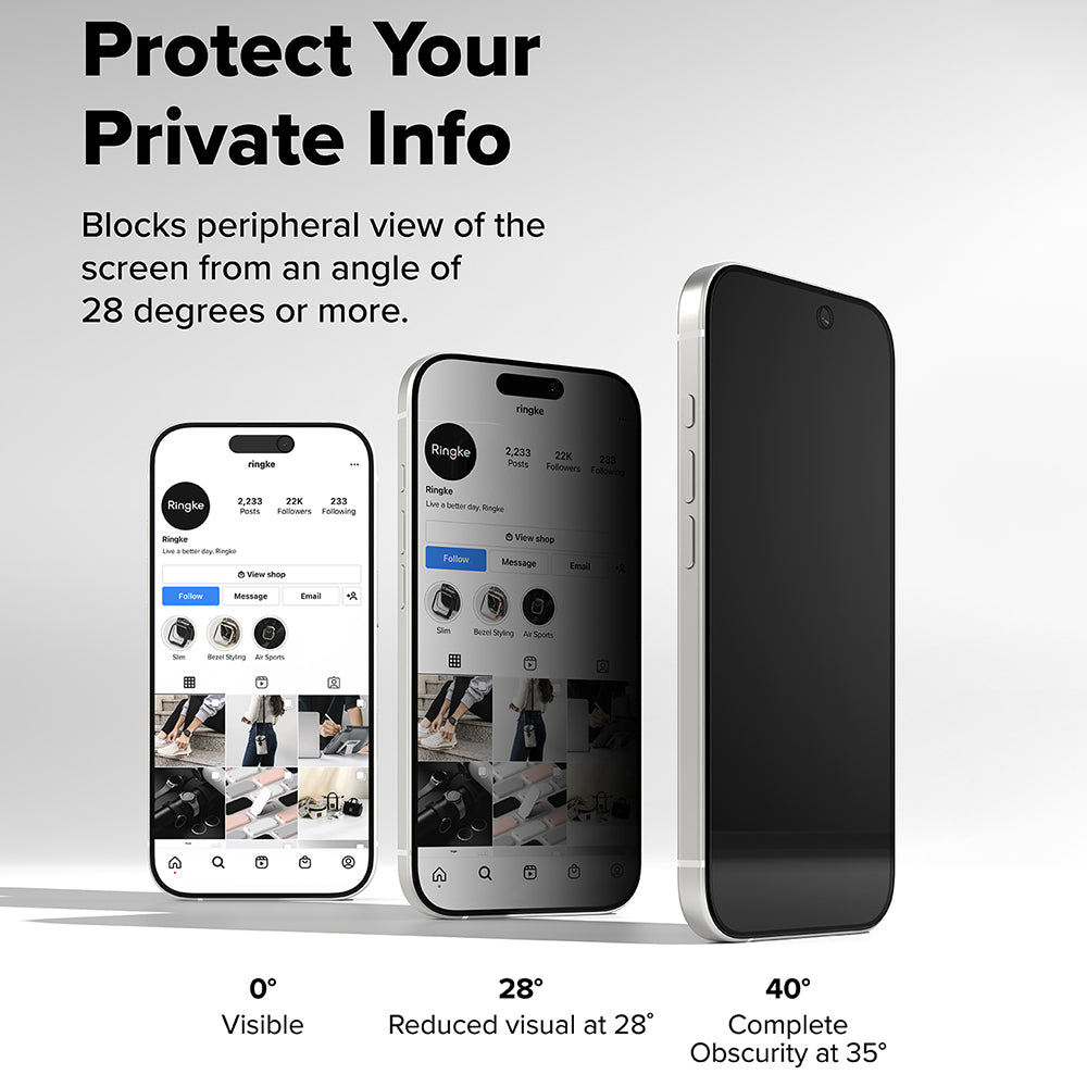 Privacy Screen Protector Ringke Easy Slide for Apple iPhone 17 Pro Max, Tempered Glass, Full Glue, Set of 2 pieces