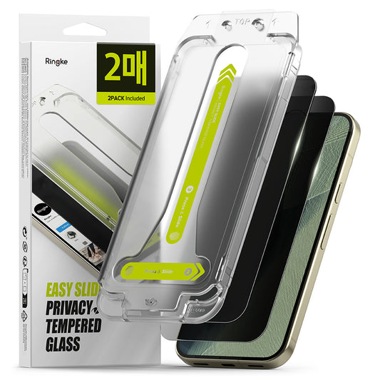 Film de protection d'écran Privacy Ringke Easy Slide pour Google Pixel 11 Pro XL / 10 Pro XL / 9 Pro XL, Verre trempé, Collage intégral, Lot de 2 pièces