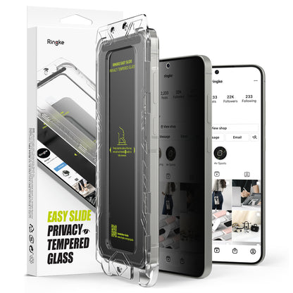 Film de protection d'écran Privacy Ringke Easy Slide pour Samsung Galaxy S25+ S936, Verre trempé, Collage complet, Lot de 2 pièces