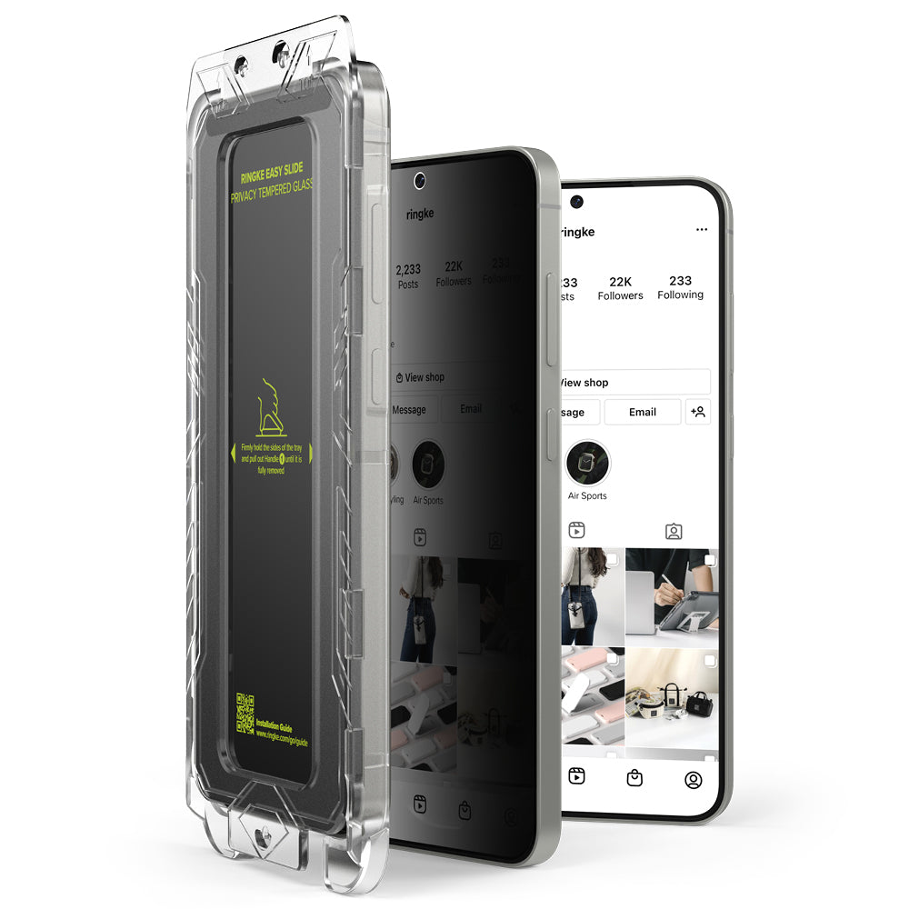 Film de protection d'écran Privacy Ringke Easy Slide pour Samsung Galaxy S25+ S936, Verre trempé, Collage complet, Lot de 2 pièces