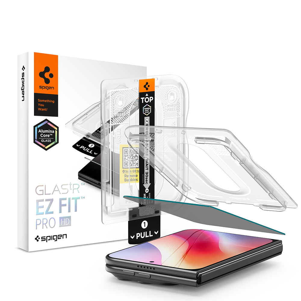 Spigen GlastR EZ FIT Pro HD Privacy Screen Protector Film for Apple iPhone Duo, Tempered Glass, Full Glue AGL12016