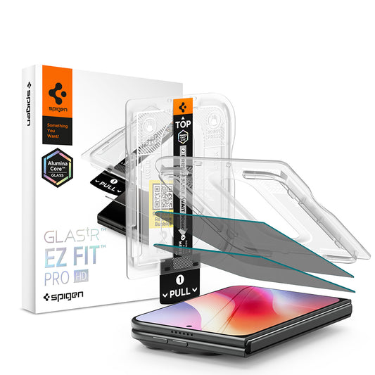 Film de protection écran extérieur Privacy Spigen GlastR EZ FIT Pro HD pour Apple iPhone Duo, Verre trempé, Collage complet, Set de 2 pièces AGL12015