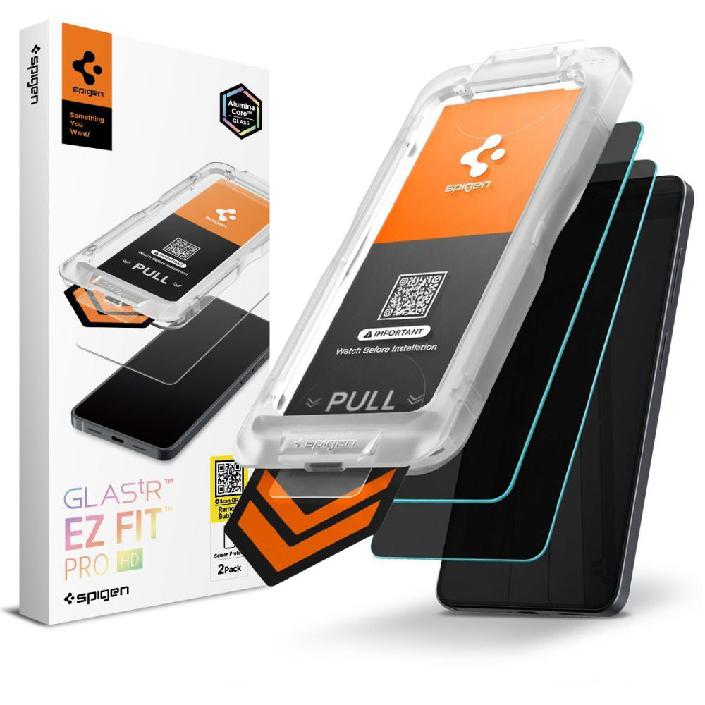 Film de protection écran Privacy Spigen GlastR EZ FIT Pro HD pour Samsung Galaxy S26 S942, Verre Trempé, Full Glue, Set 2 pièces AGL11096