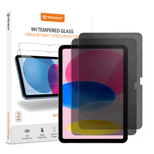 Film de protection d'écran Privacy Techsuit ArmorGlass CrystalHD pour Apple iPad (2025) / (2022), Verre trempé, Collage intégral, Lot de 2 pièces