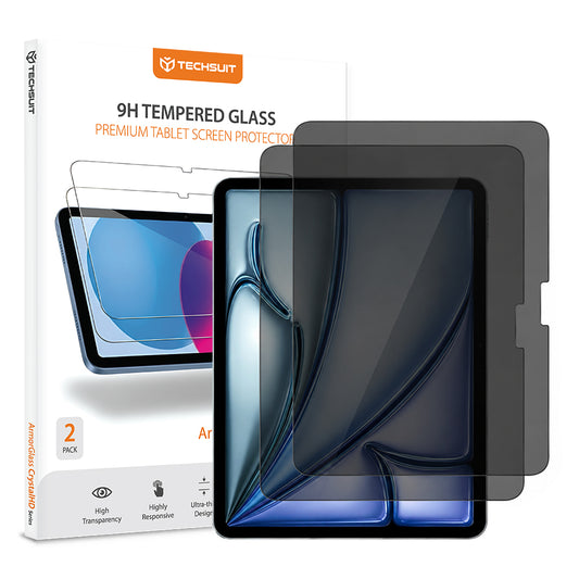 Film de protection d'écran Privacy Techsuit ArmorGlass CrystalHD pour Apple iPad Air 11 (2026), Verre trempé, Collage complet, Lot de 2 pièces