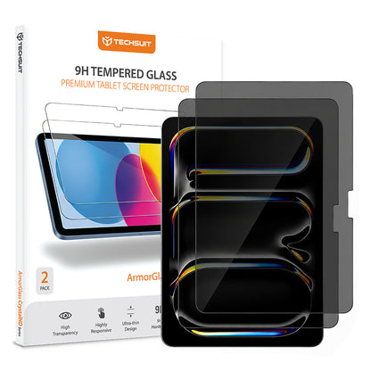 Privacy Screen Protector Techsuit ArmorGlass CrystalHD for Apple iPad Pro 11 (2024), Tempered Glass, Full Glue, Set of 2 pieces