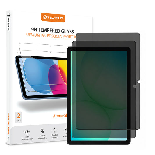 Film de protection d'écran Privacy Techsuit ArmorGlass CrystalHD pour Samsung Galaxy Tab A11+ / Tab A9+, Verre trempé, Collage intégral, Lot de 2 pièces