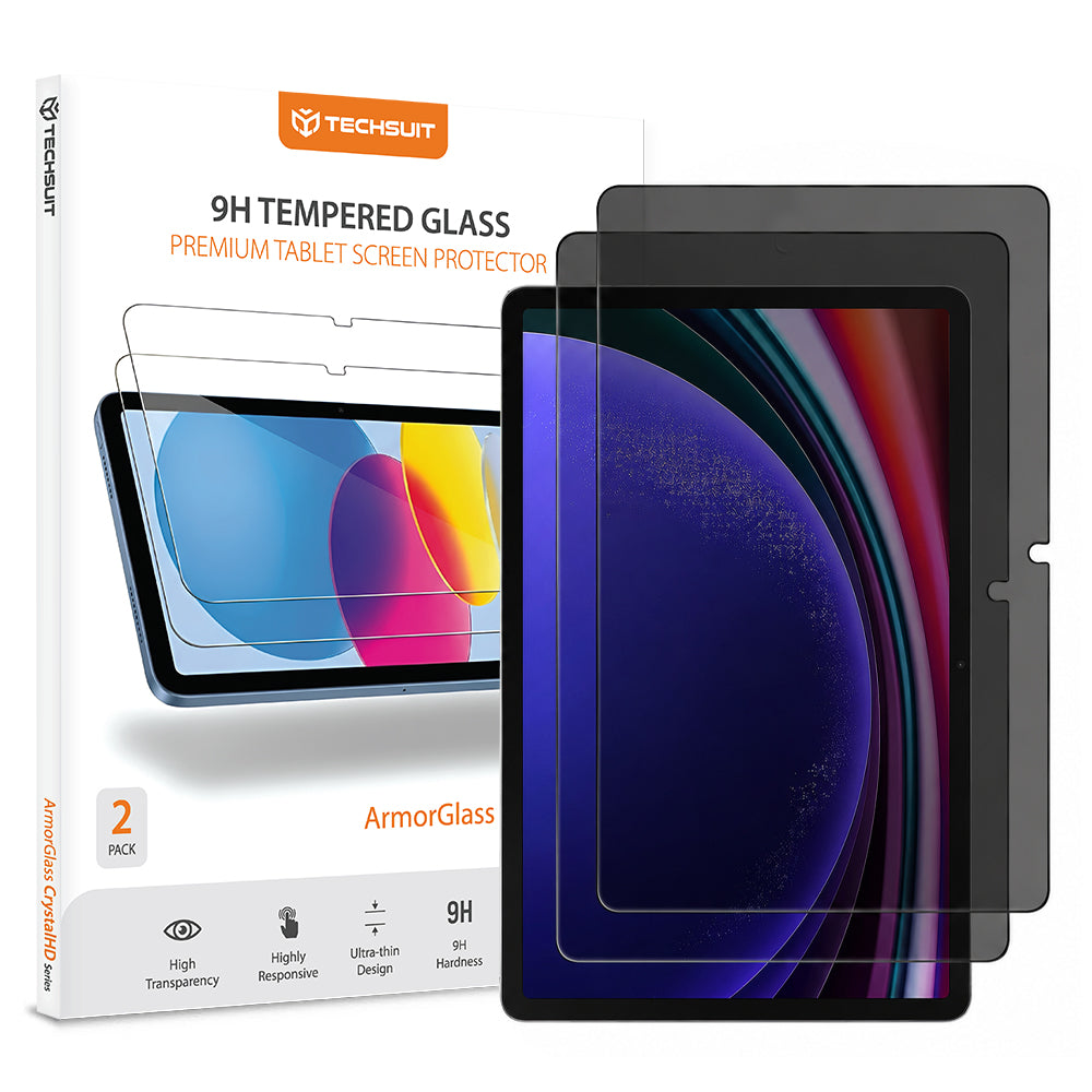 Film de protection d'écran Privacy Techsuit ArmorGlass CrystalHD pour Samsung Galaxy Tab S10 Lite, Verre Trempé, Collage Complet, Lot de 2 pièces