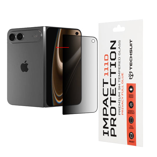 Film de protection d'écran extérieur Privacy Techsuit pour Apple iPhone Ultra, Verre trempé, Collage complet, 111D