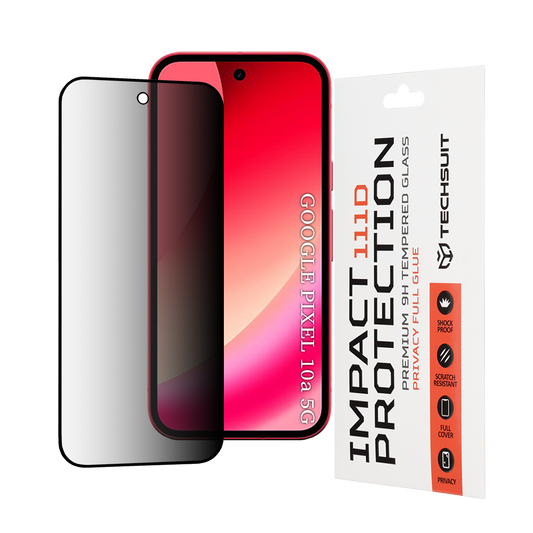 Film de protection écran Privacy Techsuit pour Google Pixel 10a, Verre Trempé, Full Glue, 111D