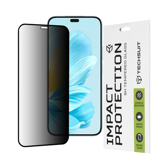 Film de protection d'écran Privacy Techsuit pour Honor 200 Lite, Verre Trempé, Full Glue, 111D