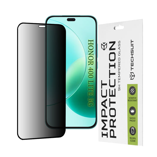 Film de protection d'écran Privacy Techsuit pour Honor 400 Lite / X8c / X8b, Verre Trempé, Collage Complet, 111D